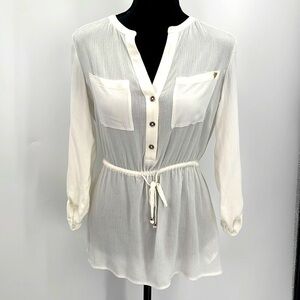 NWT Guess gauze like  off-white long sleeve lightweight cover/up XS